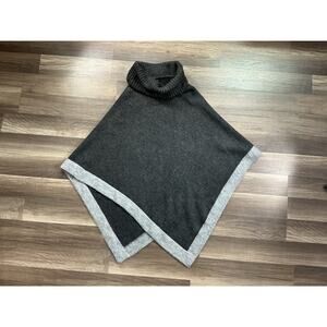 Ann Taylor Women Dark Gray LT Gray Colorblock Turtleneck Poncho XS/S Minimalist